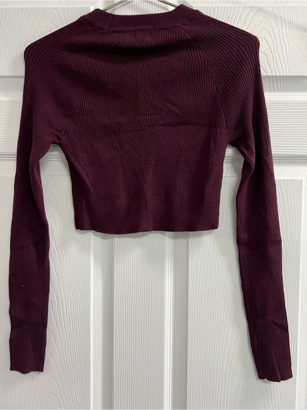 Beverly and Beck Pac Sun Ribbed Knit Long Sleeve Maroon Crop Top - Small - VGUC